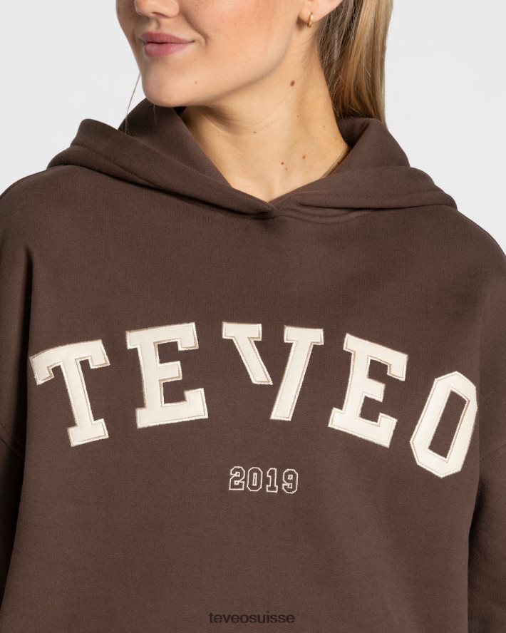 vêtements femmes TEVEO 40204P39 sweat à capuche surdimensionné universitaire marron foncé