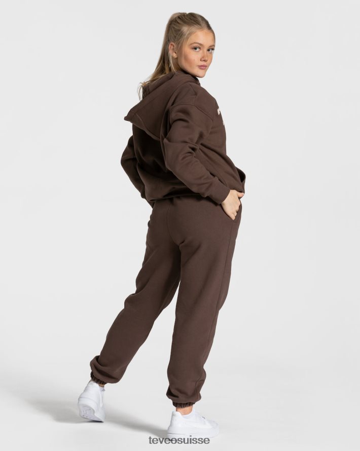 vêtements femmes TEVEO 40204P39 sweat à capuche surdimensionné universitaire marron foncé