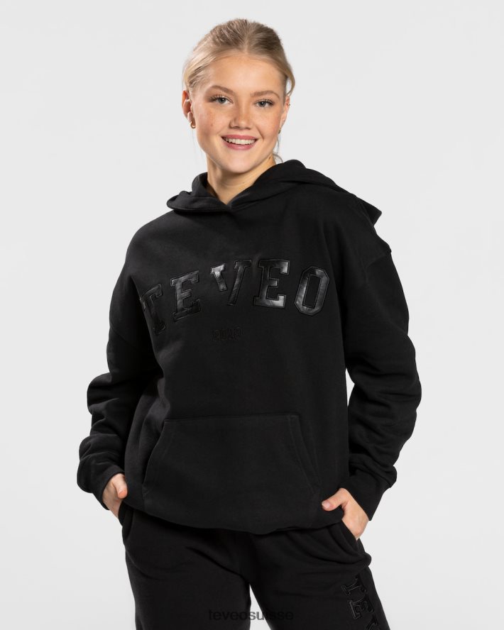 vêtements femmes TEVEO 40204P40 sweat à capuche surdimensionné universitaire noir