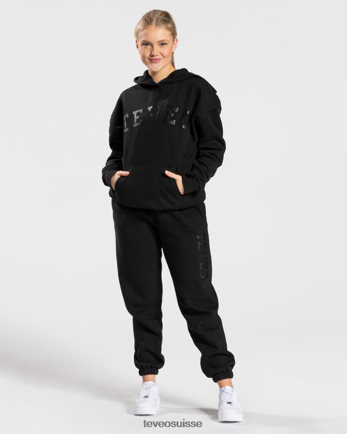 vêtements femmes TEVEO 40204P40 sweat à capuche surdimensionné universitaire noir