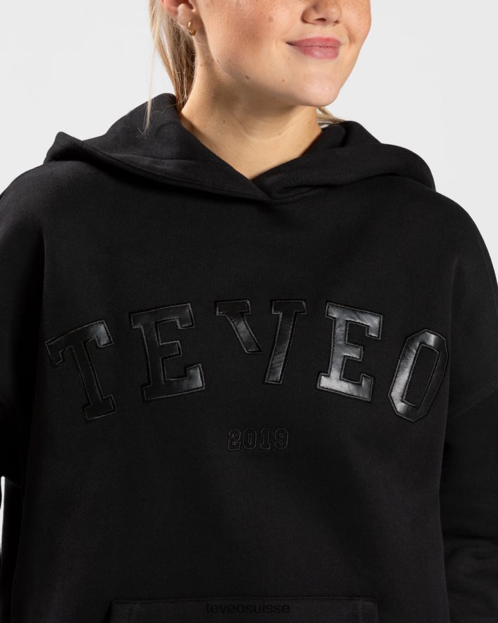 vêtements femmes TEVEO 40204P40 sweat à capuche surdimensionné universitaire noir