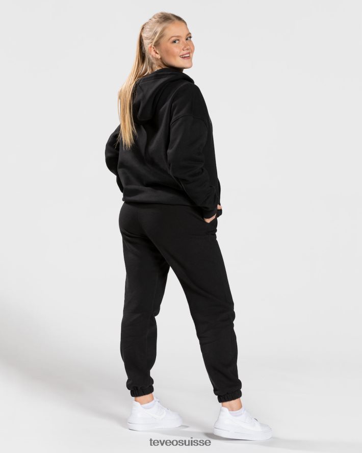 vêtements femmes TEVEO 40204P40 sweat à capuche surdimensionné universitaire noir
