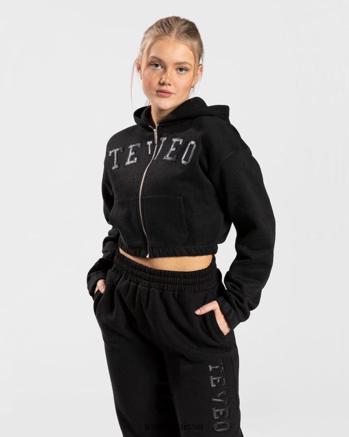 vêtements femmes TEVEO 40204P41 sweat à capuche zippé universitaire noir