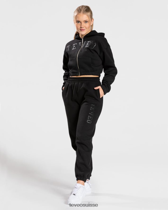vêtements femmes TEVEO 40204P41 sweat à capuche zippé universitaire noir