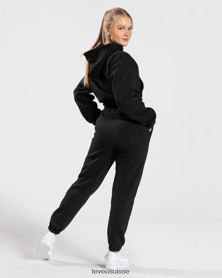 vêtements femmes TEVEO 40204P41 sweat à capuche zippé universitaire noir