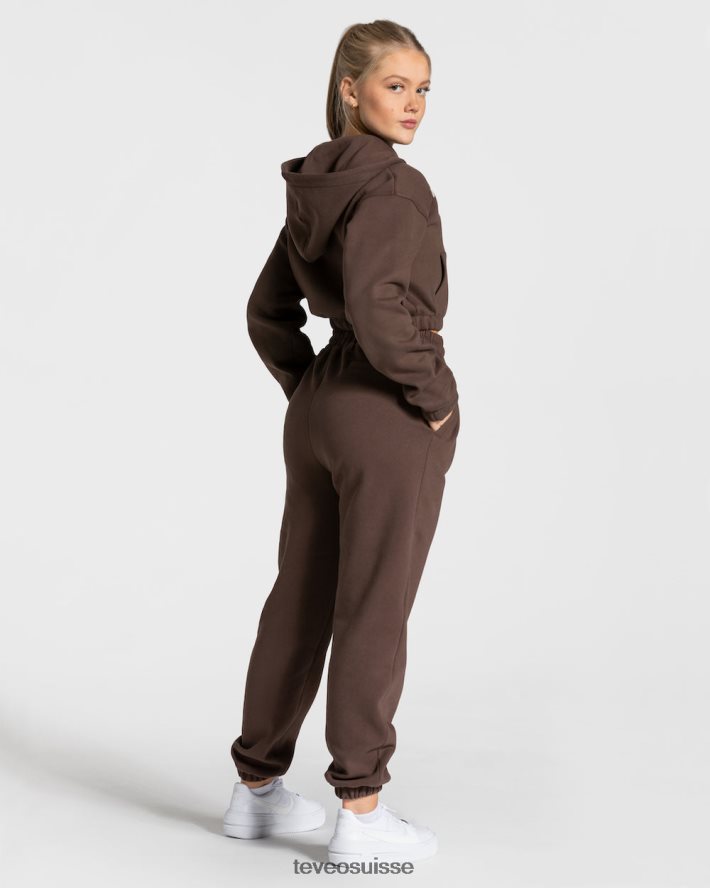 vêtements femmes TEVEO 40204P42 sweat à capuche zippé universitaire marron foncé