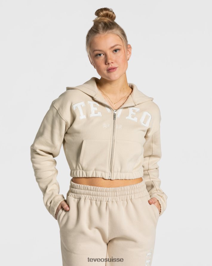 vêtements femmes TEVEO 40204P43 sweat à capuche zippé universitaire beige