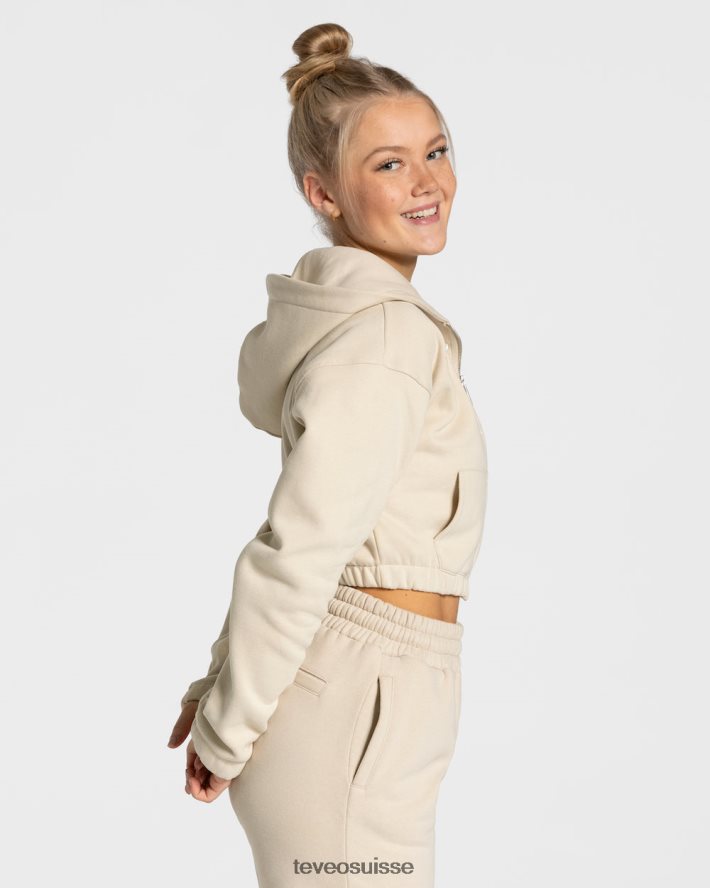 vêtements femmes TEVEO 40204P43 sweat à capuche zippé universitaire beige