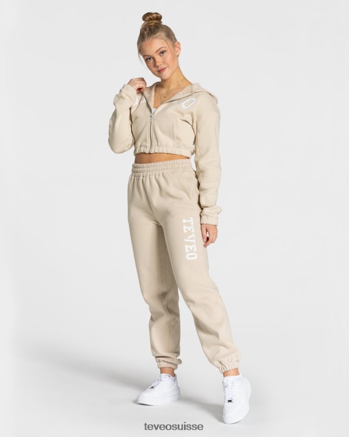 vêtements femmes TEVEO 40204P43 sweat à capuche zippé universitaire beige