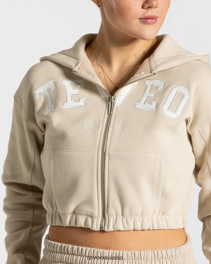 vêtements femmes TEVEO 40204P43 sweat à capuche zippé universitaire beige