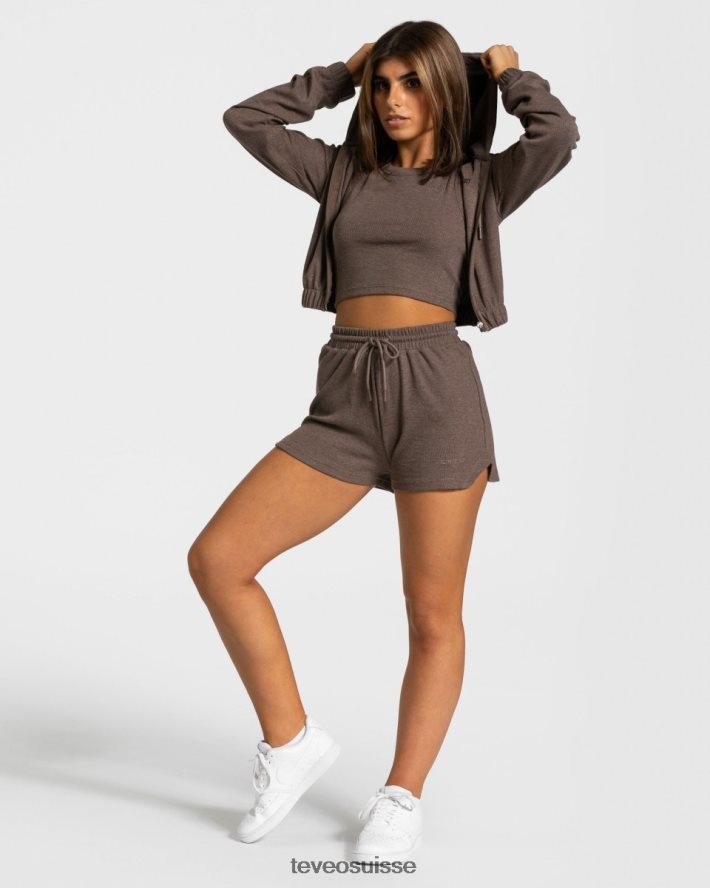 vêtements femmes TEVEO 40204P45 sweat à capuche zippé marron foncé