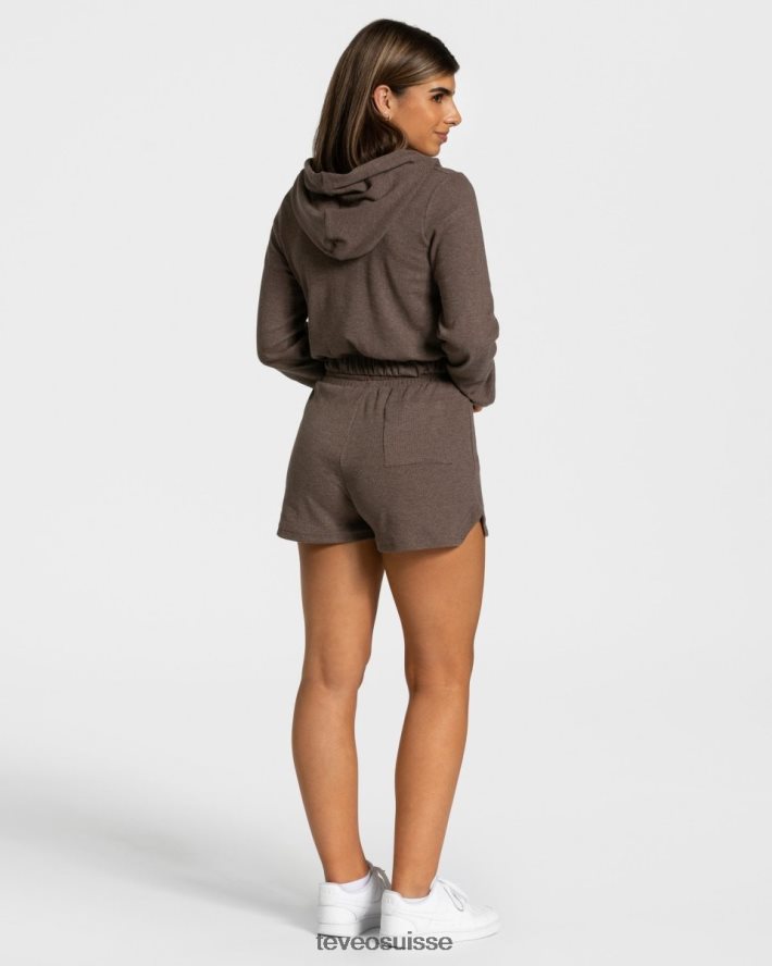 vêtements femmes TEVEO 40204P45 sweat à capuche zippé marron foncé