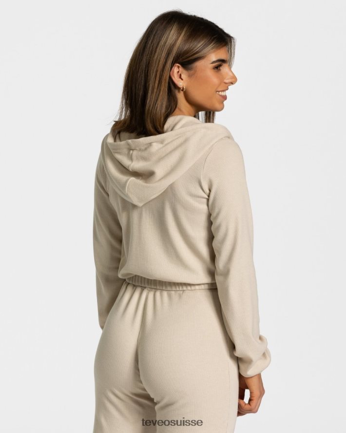 vêtements femmes TEVEO 40204P46 sweat à capuche zippé beige