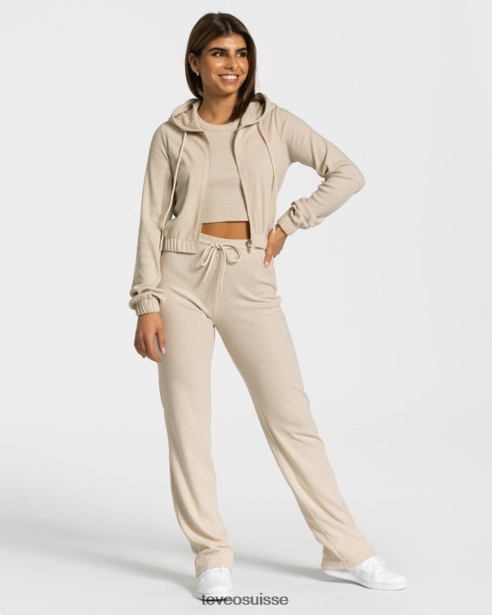 vêtements femmes TEVEO 40204P46 sweat à capuche zippé beige