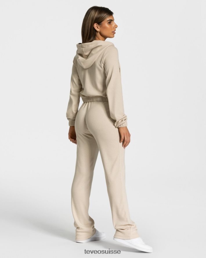 vêtements femmes TEVEO 40204P46 sweat à capuche zippé beige