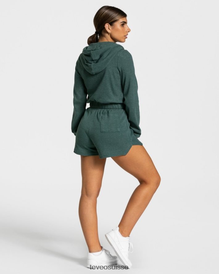 vêtements femmes TEVEO 40204P47 sweat à capuche zippé vert foncé