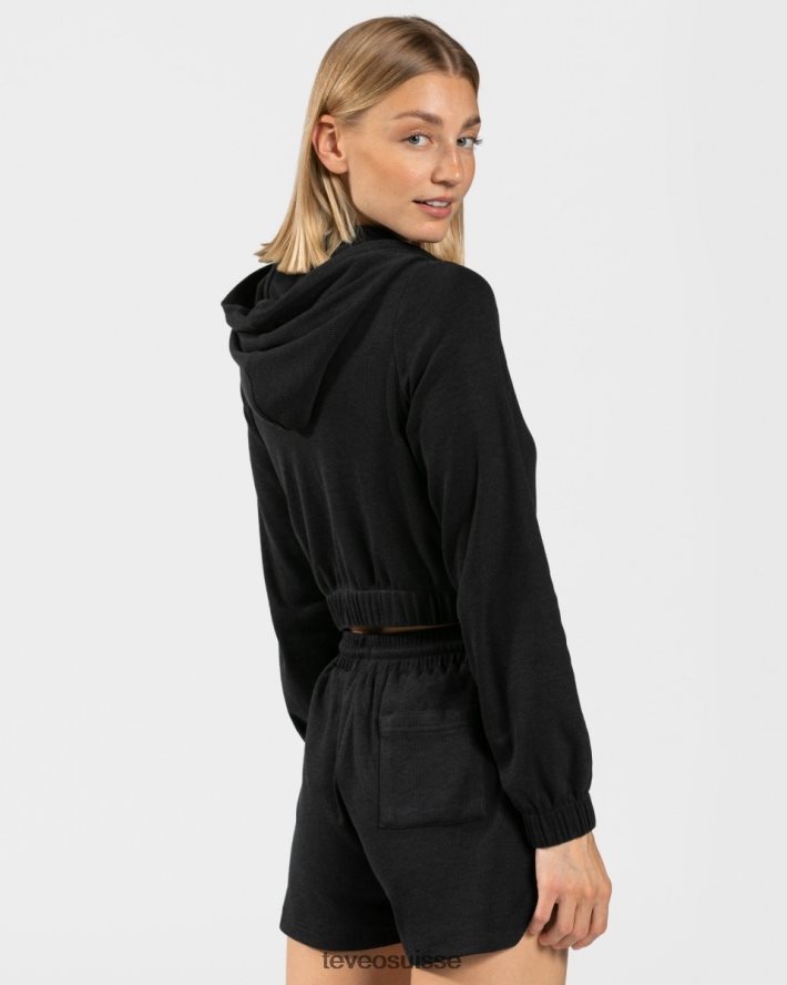 vêtements femmes TEVEO 40204P48 sweat à capuche zippé noir