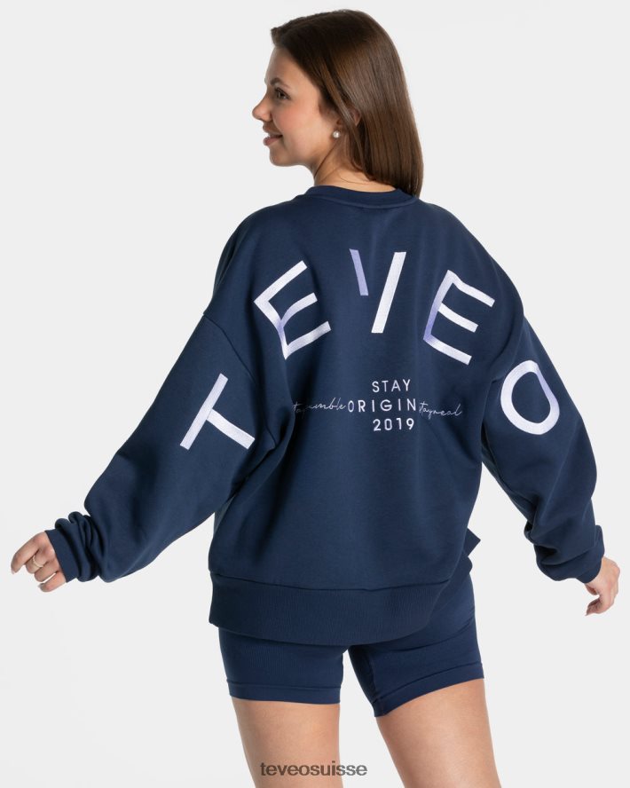 vêtements femmes TEVEO 40204P6 pull oversize emblématique bleu foncé