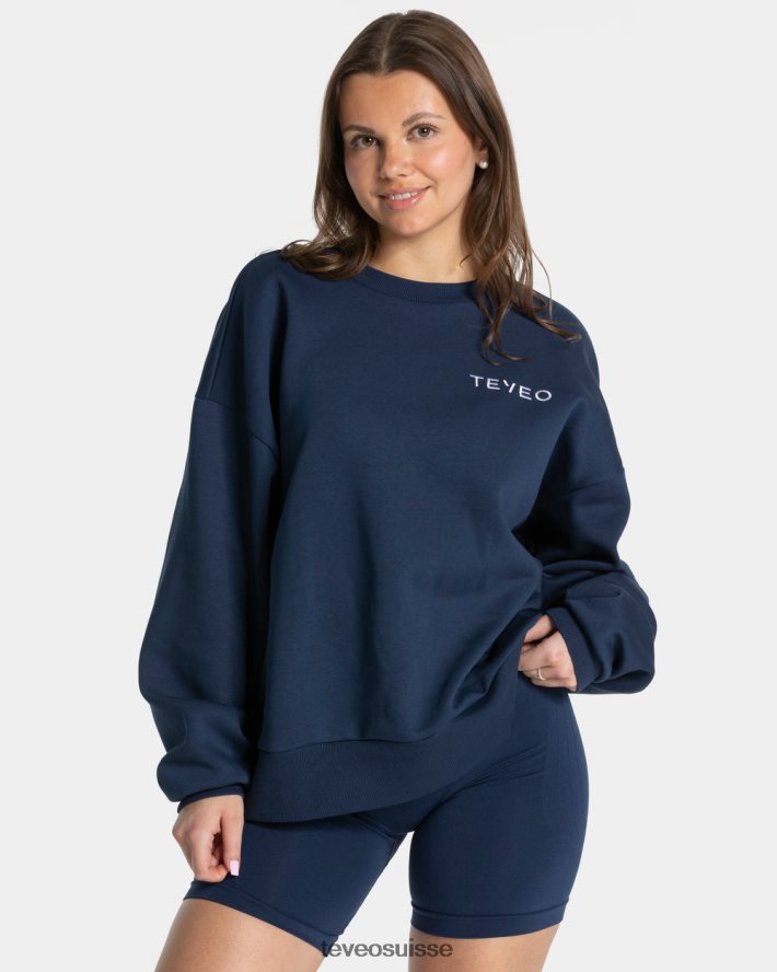 vêtements femmes TEVEO 40204P6 pull oversize emblématique bleu foncé
