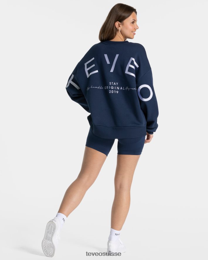 vêtements femmes TEVEO 40204P6 pull oversize emblématique bleu foncé