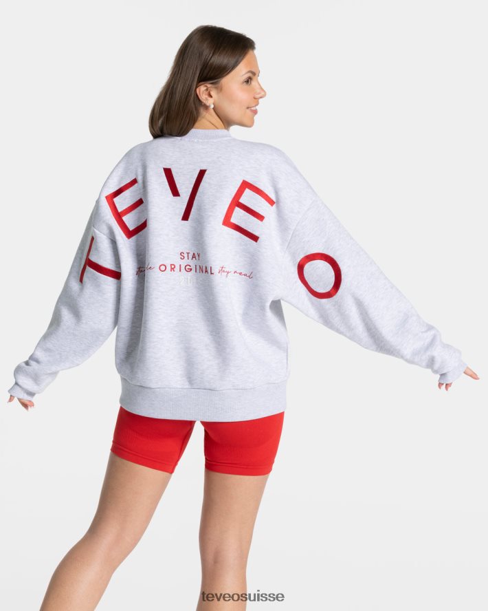 vêtements femmes TEVEO 40204P7 pull oversize emblématique gris clair