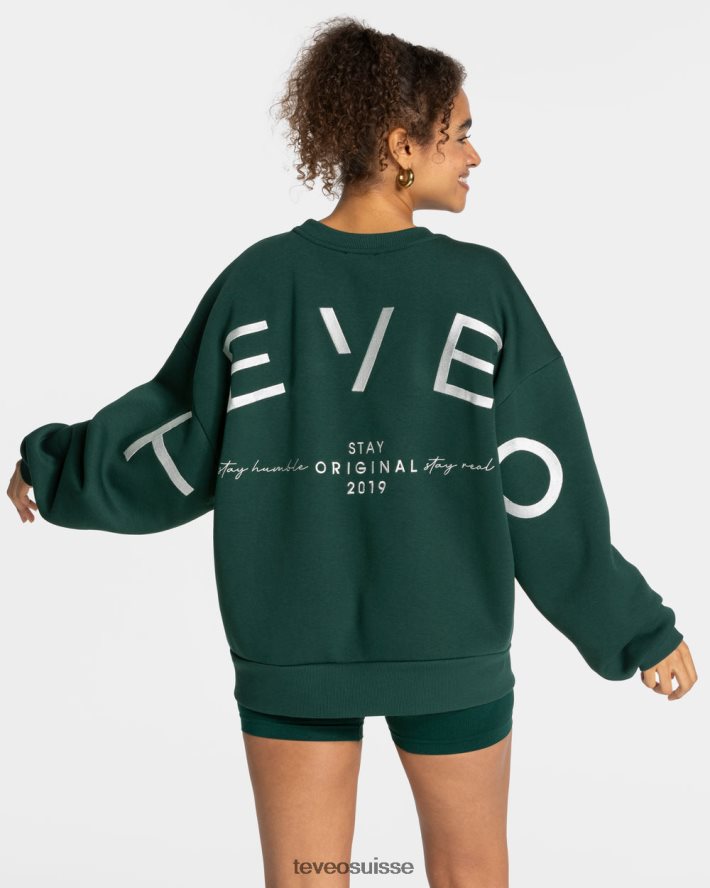 vêtements femmes TEVEO 40204P8 pull oversize emblématique vert foncé