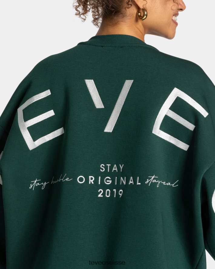 vêtements femmes TEVEO 40204P8 pull oversize emblématique vert foncé