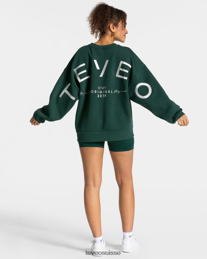 vêtements femmes TEVEO 40204P8 pull oversize emblématique vert foncé