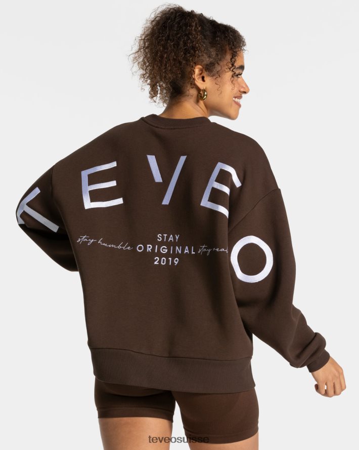 vêtements femmes TEVEO 40204P9 pull oversize emblématique marron foncé