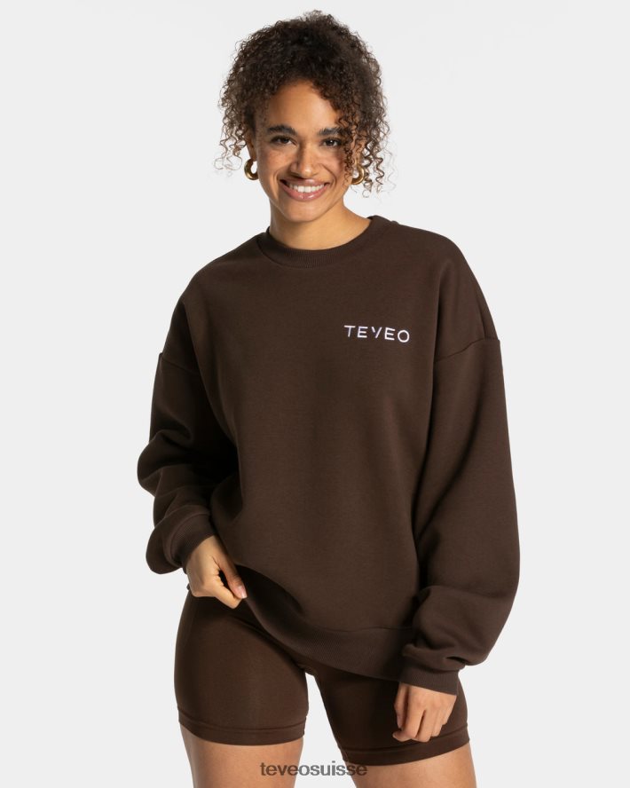 vêtements femmes TEVEO 40204P9 pull oversize emblématique marron foncé