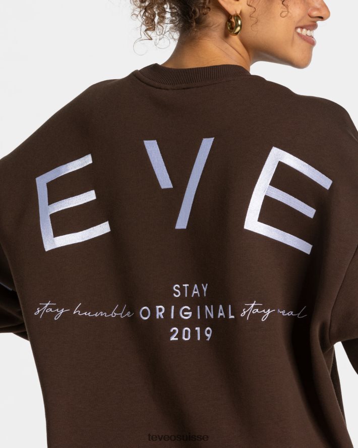 vêtements femmes TEVEO 40204P9 pull oversize emblématique marron foncé