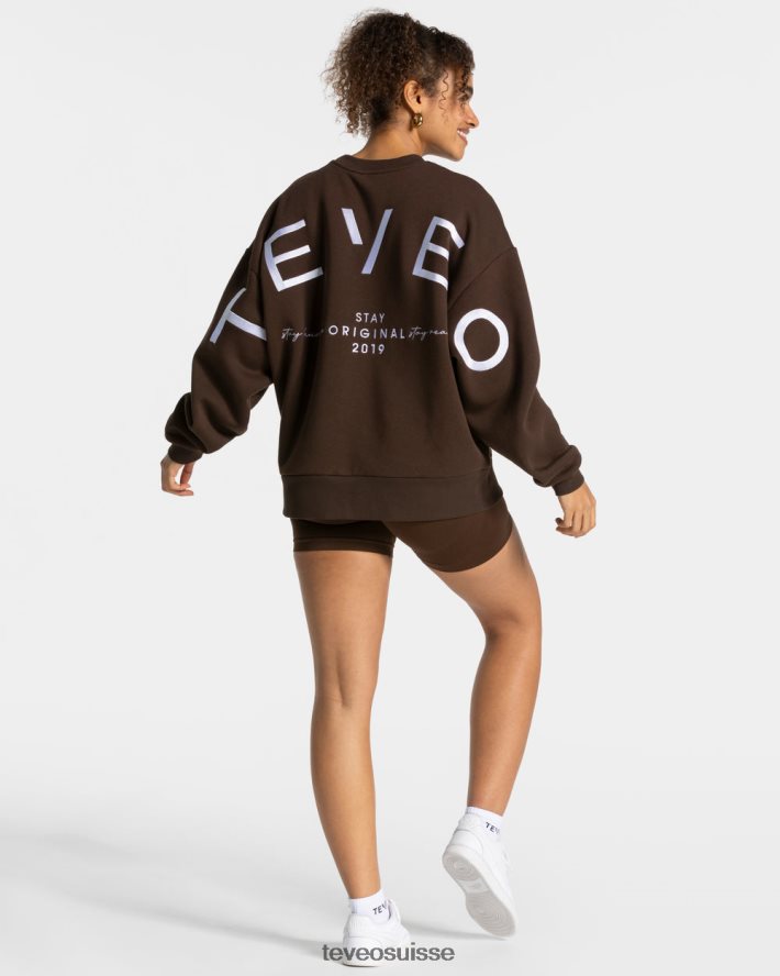 vêtements femmes TEVEO 40204P9 pull oversize emblématique marron foncé