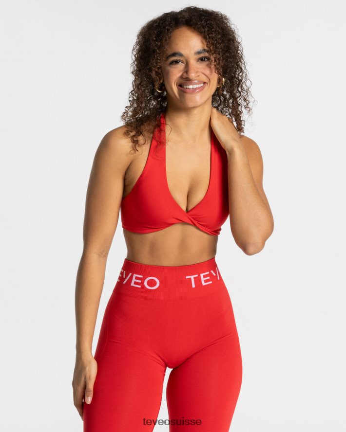 vêtements femmes TEVEO 40204P293 signature torsadée bh rouge