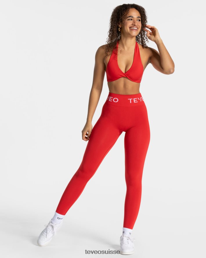 vêtements femmes TEVEO 40204P293 signature torsadée bh rouge