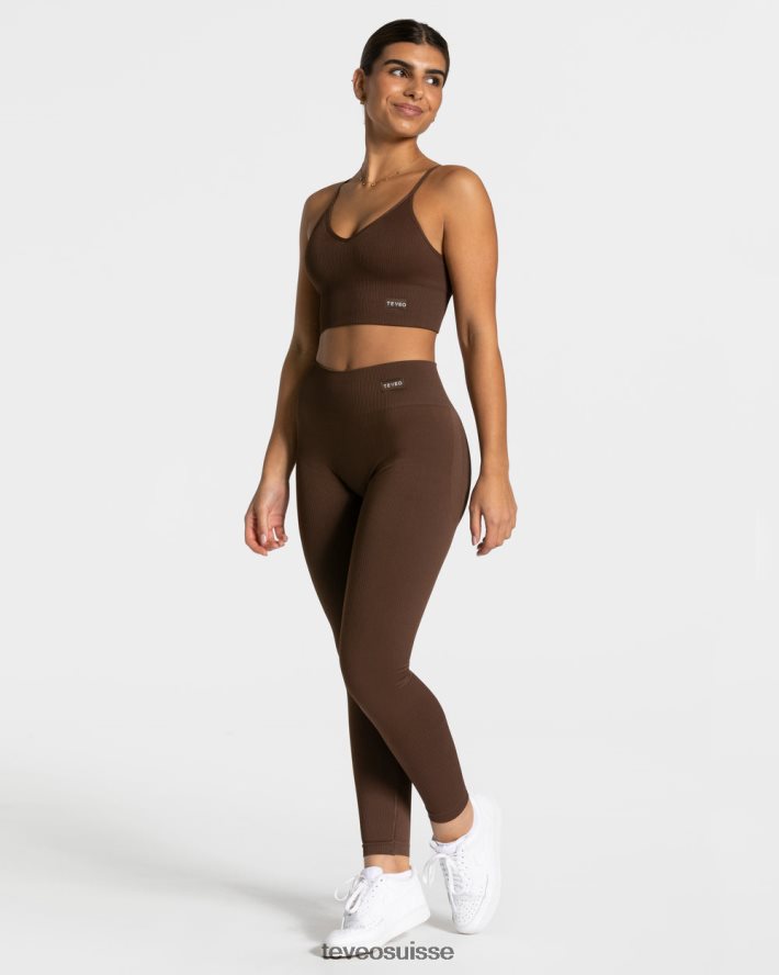 vêtements femmes TEVEO 40204P364 haut croisé élégant marron foncé