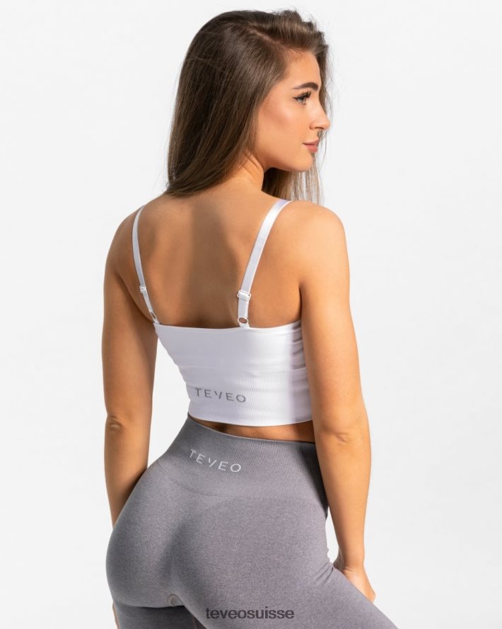 vêtements femmes TEVEO 40204P385 haut en V essentiel blanc