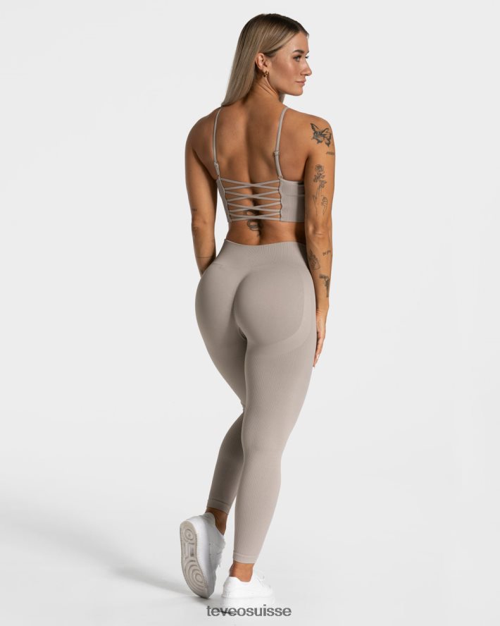 vêtements femmes TEVEO 40204P399 haut croisé élégant pierre