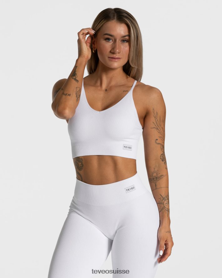 vêtements femmes TEVEO 40204P400 haut croisé élégant blanc