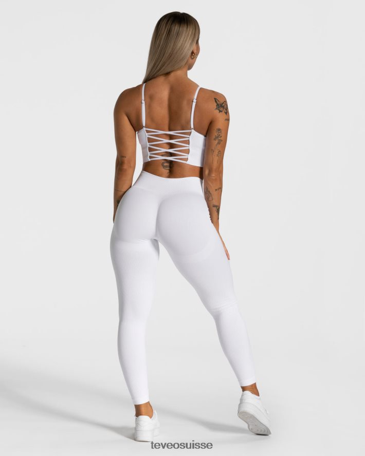 vêtements femmes TEVEO 40204P400 haut croisé élégant blanc