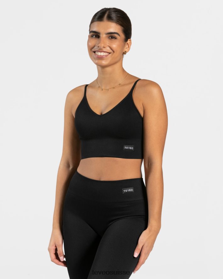 vêtements femmes TEVEO 40204P403 haut croisé élégant noir