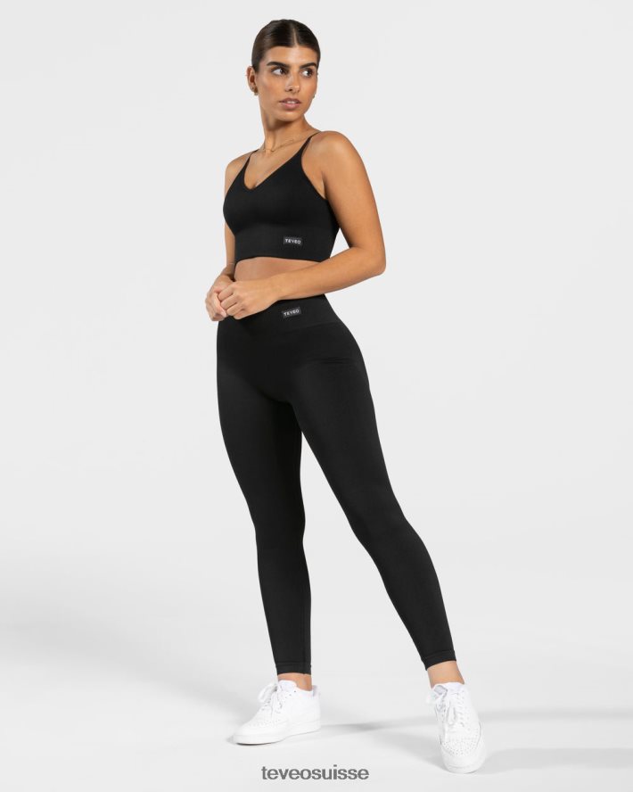 vêtements femmes TEVEO 40204P403 haut croisé élégant noir