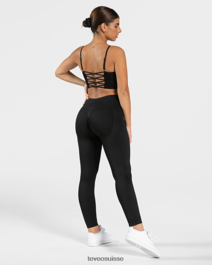 vêtements femmes TEVEO 40204P403 haut croisé élégant noir