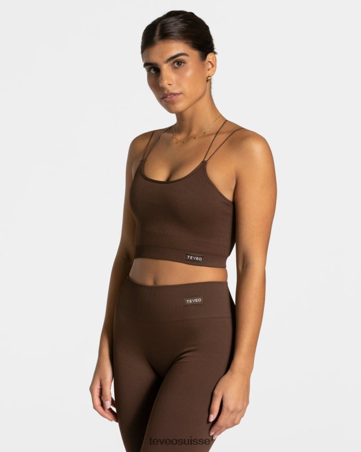 vêtements femmes TEVEO 40204P411 haut à bretelles élégant marron foncé