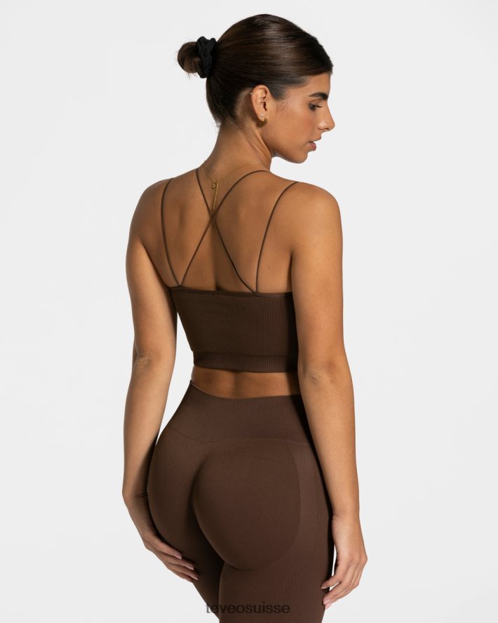 vêtements femmes TEVEO 40204P411 haut à bretelles élégant marron foncé