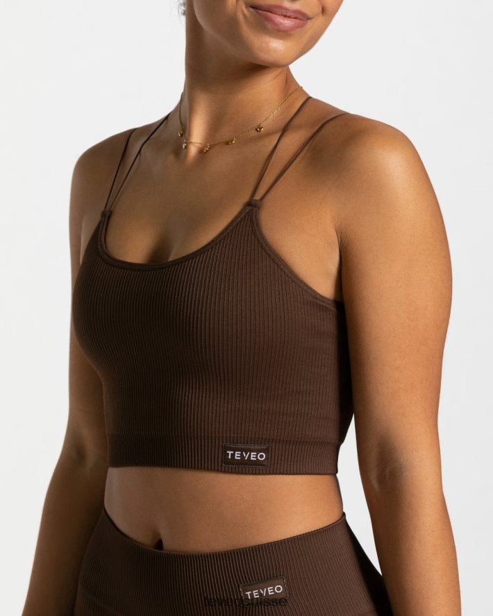 vêtements femmes TEVEO 40204P411 haut à bretelles élégant marron foncé