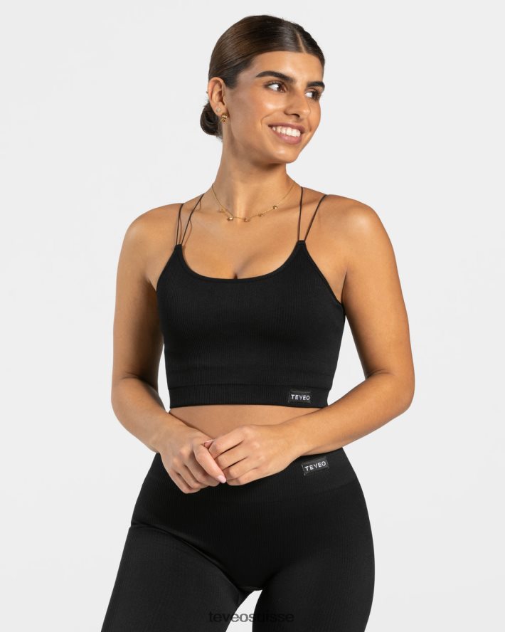 vêtements femmes TEVEO 40204P412 haut à bretelles élégant noir