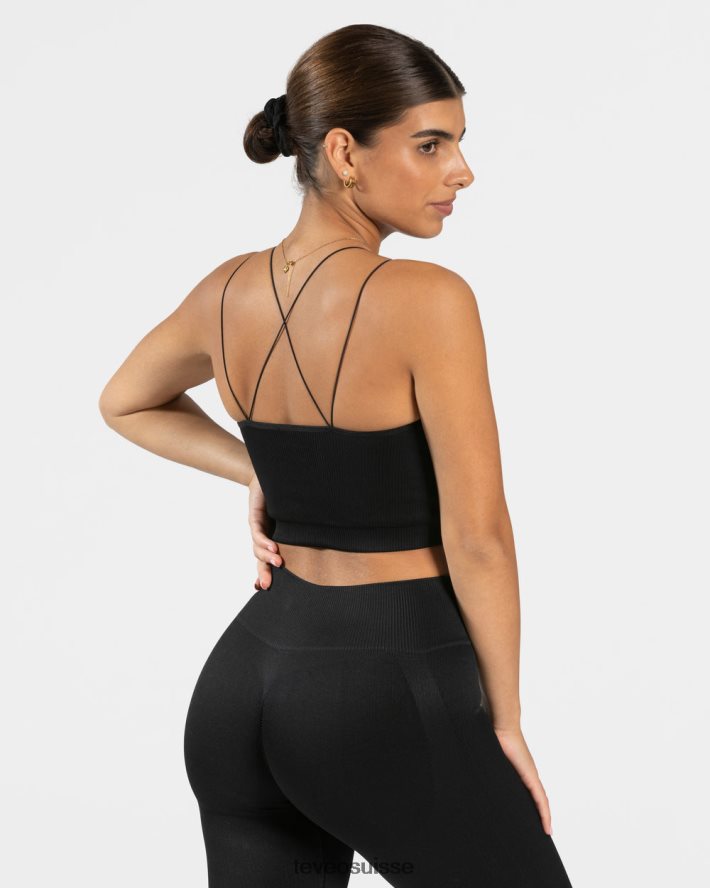 vêtements femmes TEVEO 40204P412 haut à bretelles élégant noir