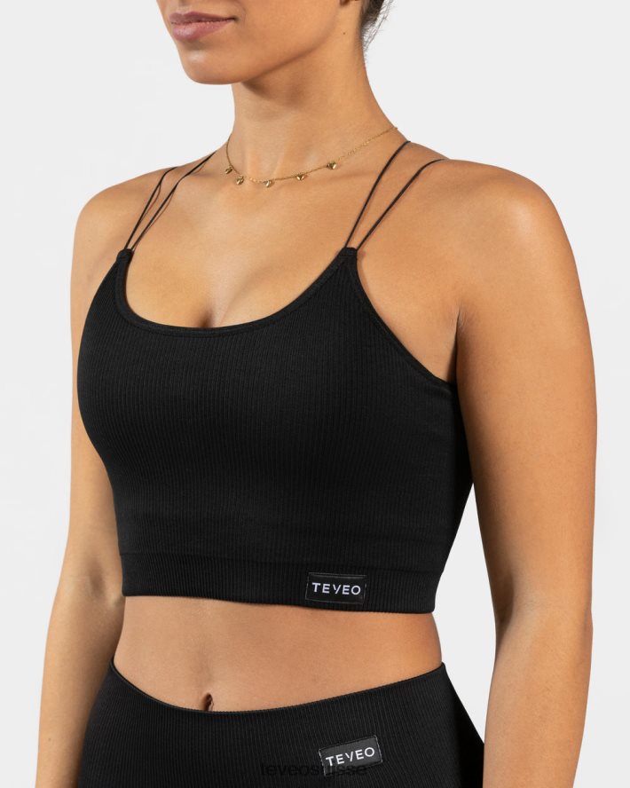vêtements femmes TEVEO 40204P412 haut à bretelles élégant noir