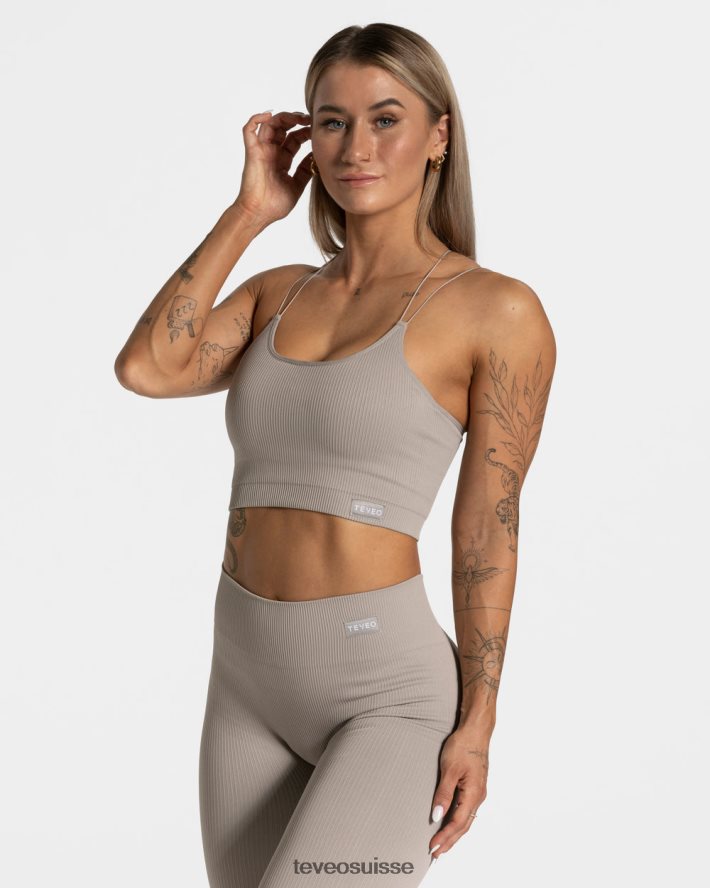 vêtements femmes TEVEO 40204P413 haut à bretelles élégant pierre