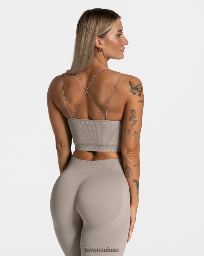 vêtements femmes TEVEO 40204P413 haut à bretelles élégant pierre